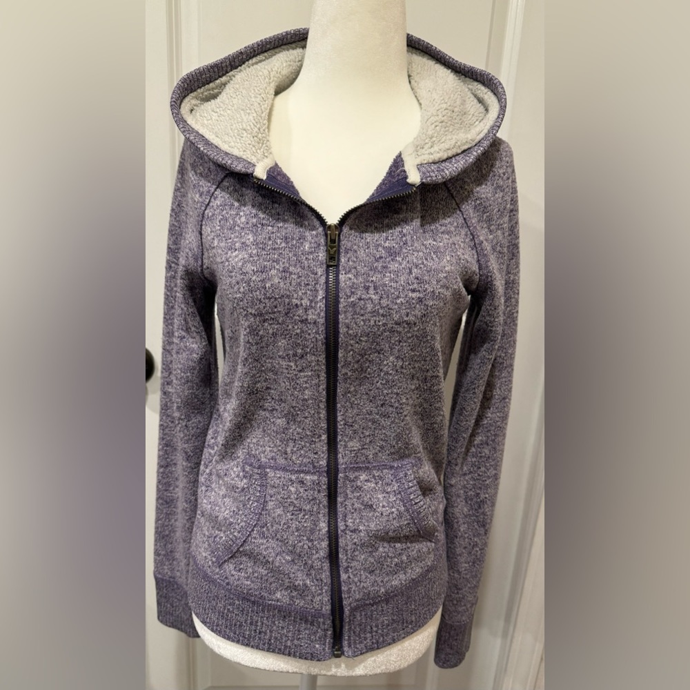 Purple American Eagle zip up with Sherpa lining in the hood